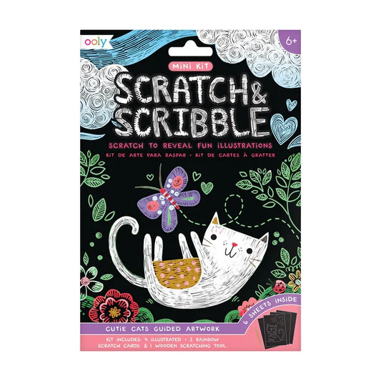 Ooly Scratch & Scribble Mini Scratch Art Kit - Cutie Cats