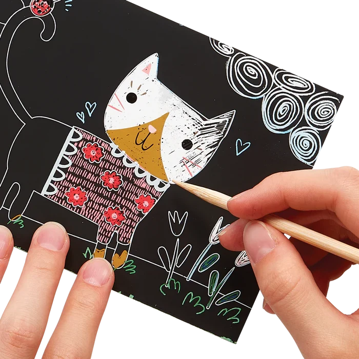 Ooly Scratch & Scribble Mini Scratch Art Kit - Cutie Cats