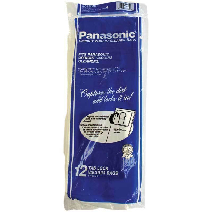 Panasonic Vacuum Paper Bags, Type U6 Micron Filtration 12/pk, Part MC-V145MT
