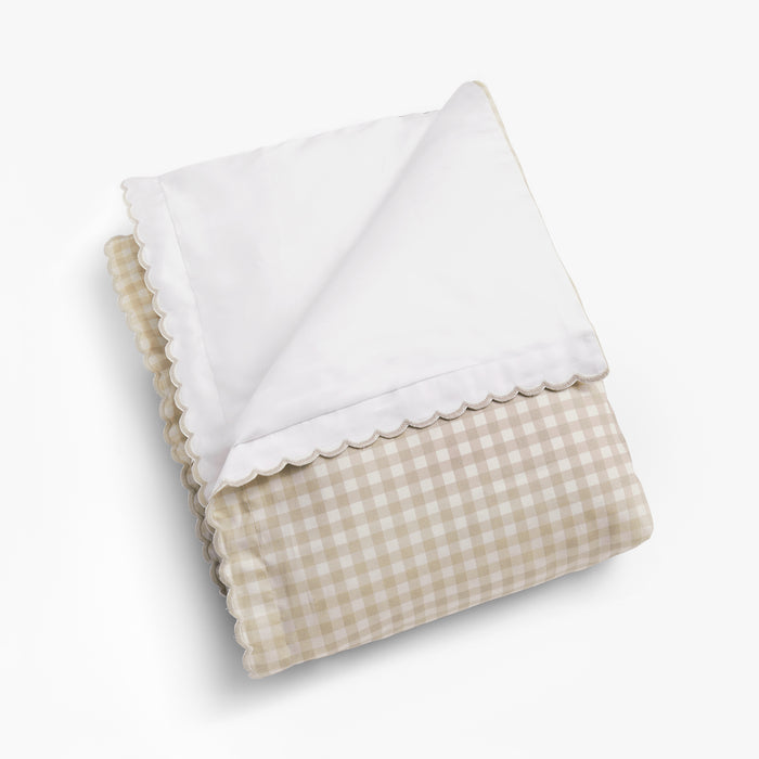Picnic Gingham Baby Duvet in Beige folded