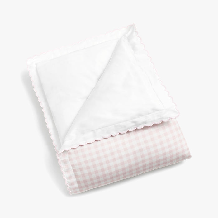 Baby Duvet in Picnic Gingham Print in the color Pink folded