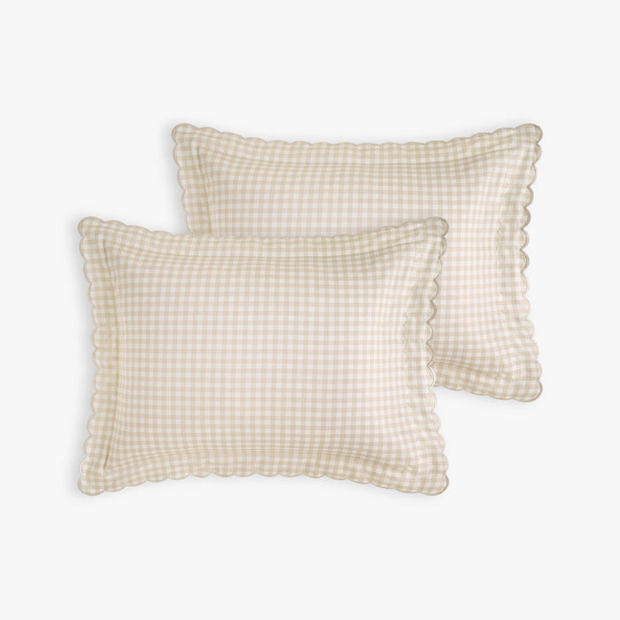 Picnic Gingham Standard Pillowcase Set in Beige