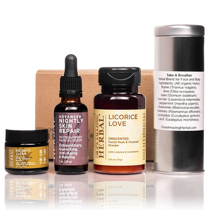Plant Based Herbal Acne Care Set Advanced Nightly White Background