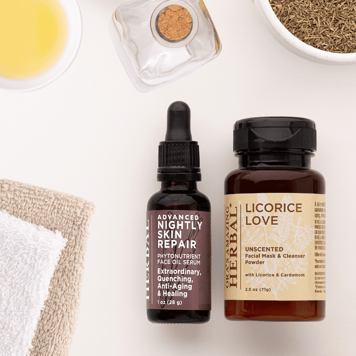 Plant Based Herbal Acne Care Set 2 Products Only Advanced Nightly and Licorice Love Lifestyle Indoor Texture Herbs