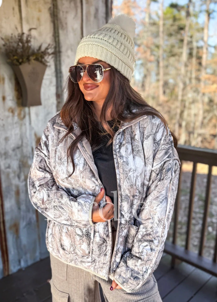 PREORDER: Cozy Puff Jacket in Dark Camo // ships in 3-4 weeks