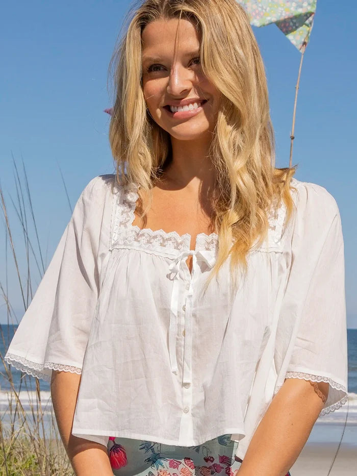 Prettiest Cotton Lace Blouse - White-view 1