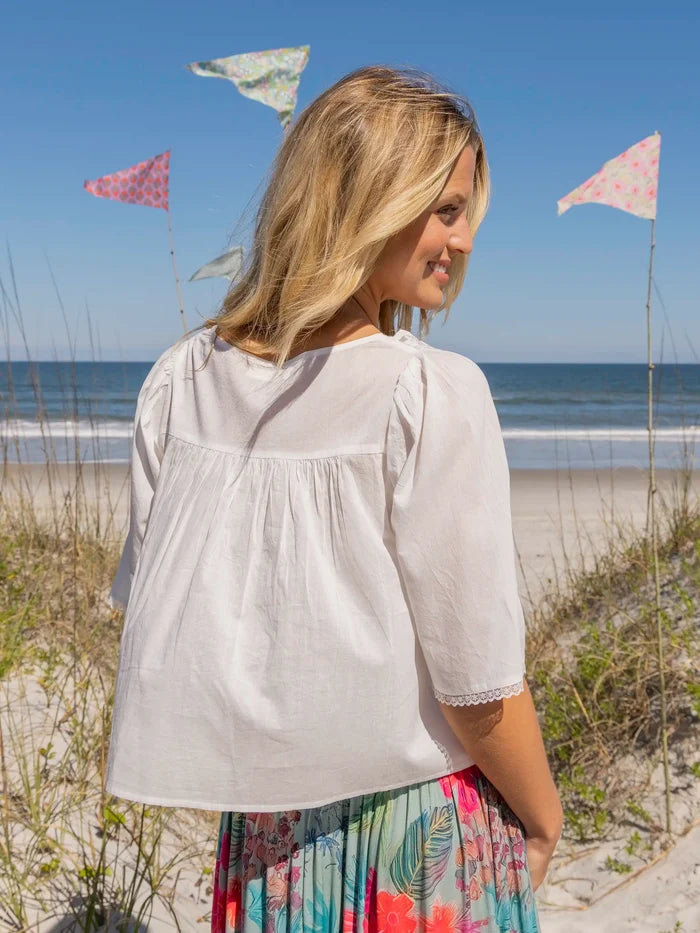 Prettiest Cotton Lace Blouse - White-view 3