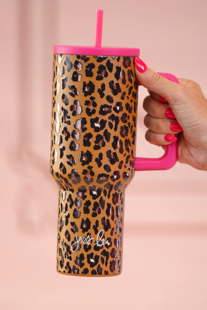 Prima Donna Leopard Pink Trim 40oz Tumbler - Jess Lea