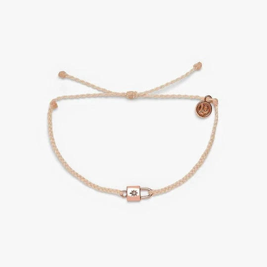 PuraVida Rose Gold Lock Charm Bracelet