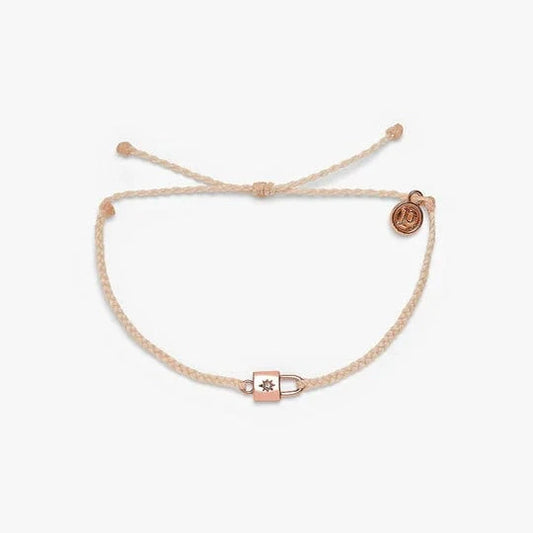 PuraVida Rose Gold Lock Charm Bracelet
