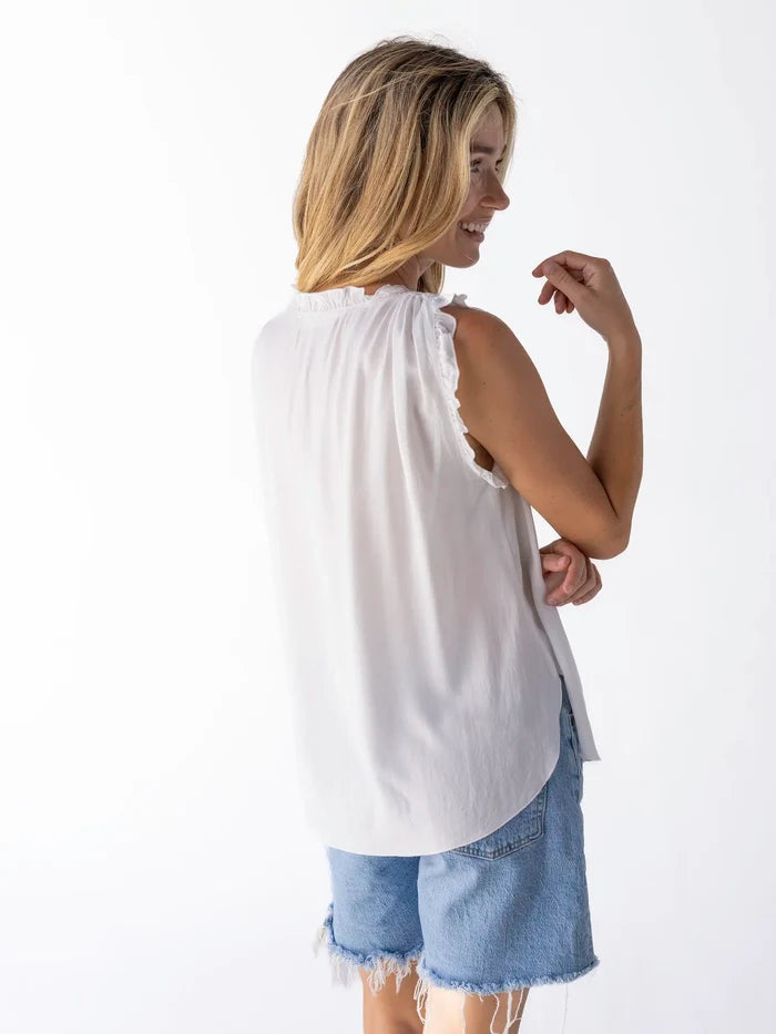 Ramona Sleeveless Top - White-view 3