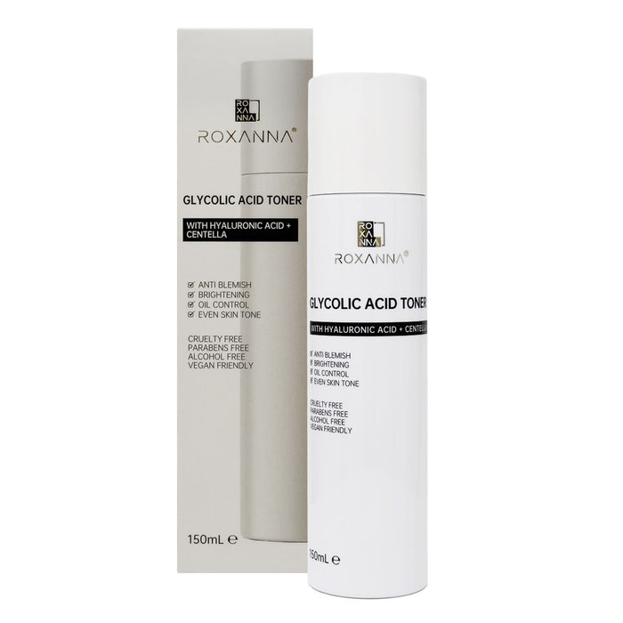 Roxanna Glycolic Acid Toner 150ml ✨ Exfoliating AHA Toner with Hyaluronic Acid + Centella for Smooth, Glowing Skin