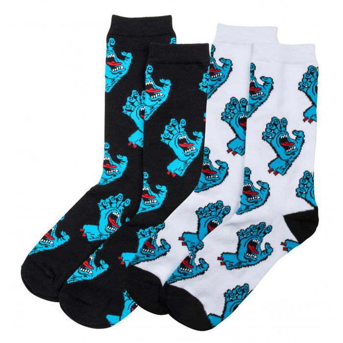 Santa Cruz Screaming Multi Hand Socks (2Pack) White/Black