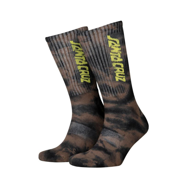 Santa Cruz Step Strip Socks Black/Brown Tie Dye