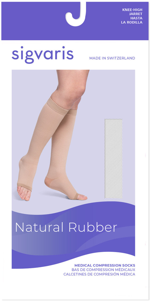 Sigvaris Natural Rubber Knee High, Open Toe 40-50mmHg - Compression Level: Severe 40-50 MmHg - Unisex - Foot