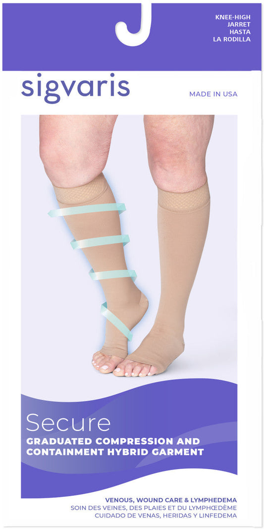 Sigvaris Secure Knee High 40-50mmHg Open Toe - Compression Level: Severe 40-50 MmHg - Unisex - Foot