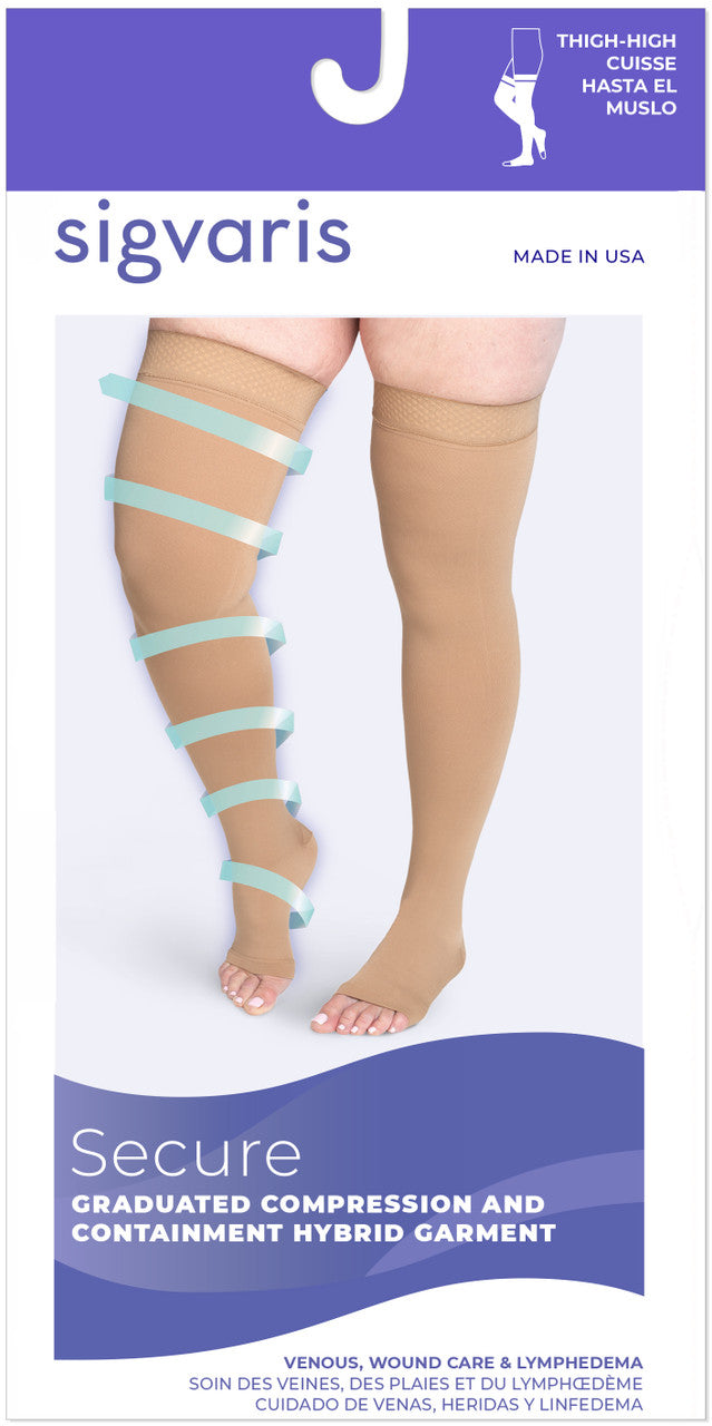 Sigvaris Secure Thigh High 40-50mmHg Open Toe - Compression Level: Severe 40-50 MmHg - Unisex - Foot