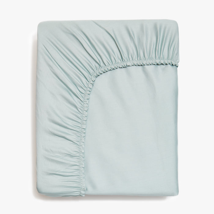Folded Solid Twin Fitted Sheet in the color Aqua
