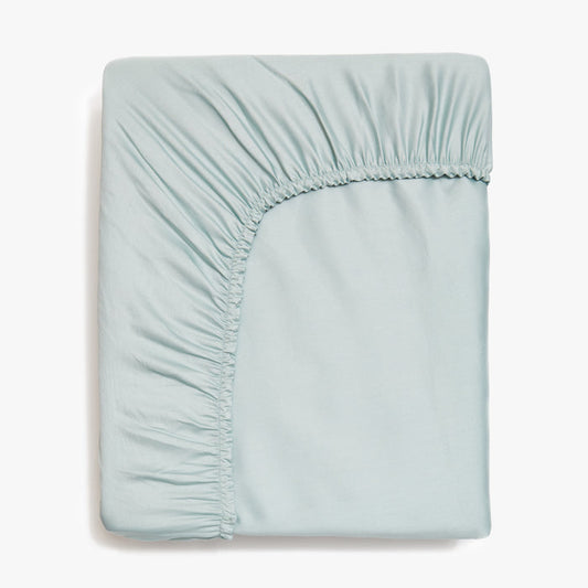 Folded Solid Twin Fitted Sheet in the color Aqua