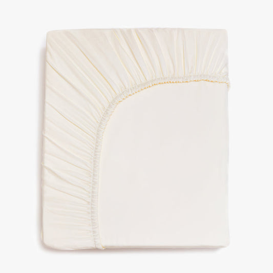 Folded Solid Twin Fitted Sheet in the color Ivory