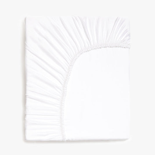 Folded Solid Twin Fitted Sheet in the color White