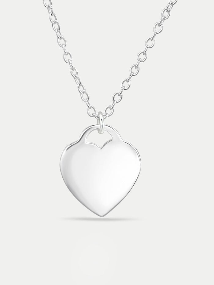 Sterling Silver Heart Lock Pendant Necklace | Silver-Image 1