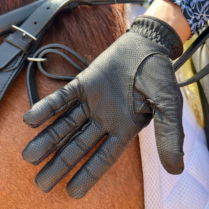 Tackified Copper Tech™️ Leather Premium Riding Glove in Black