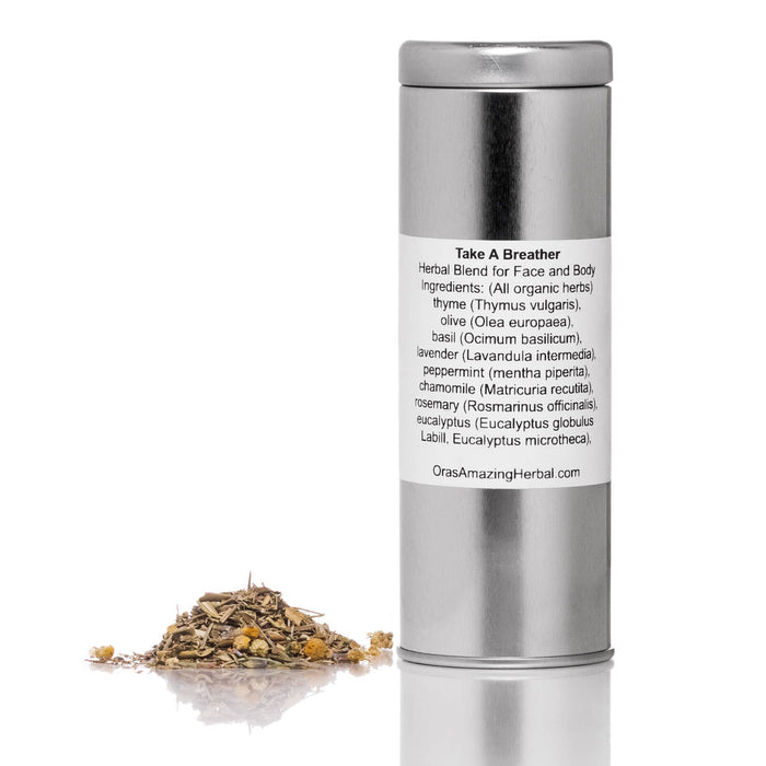 Take a Breather Herbal Facial Steam White Background 1.25oz Tin