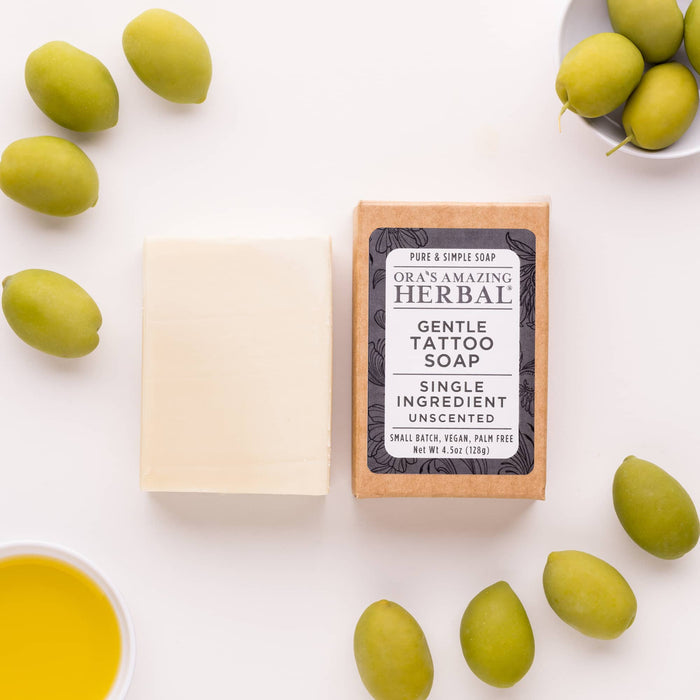 Gentle Tattoo Soap 4.5oz Bar Lifestyle Indoor Texture Herbs