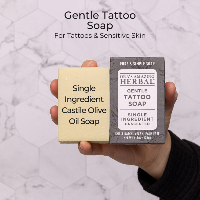 Gentle Tattoo Soap Lifestyle Indoor Ingredients Infographics In A Human Hand