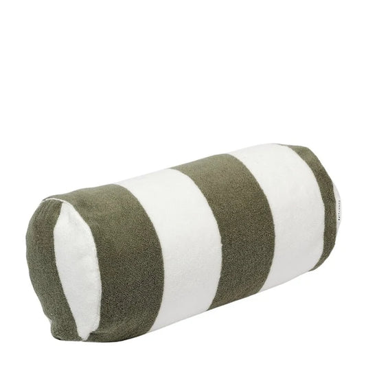 The Vacay Olive Stripe Cotton Beach Pillow