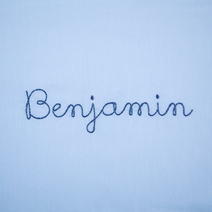monogram "Benjamin" on "Touch The Sky " print in the color blue