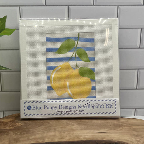 Two Lemons on Blue Stripes Needlepoint Kit