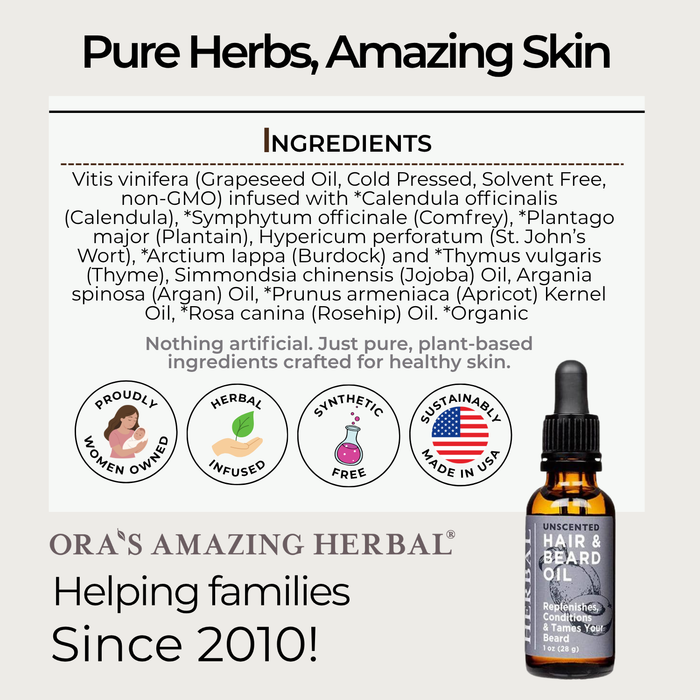 Unscented Hair and Beard Oil 1oz Informative Ingredient Tile