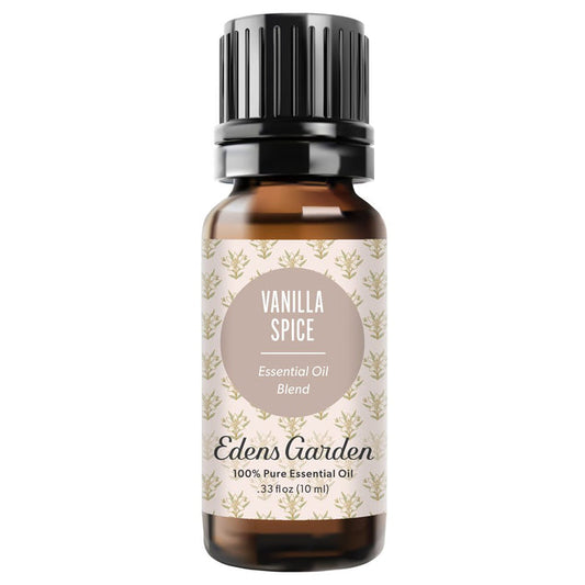 Edens Garden Vanilla Spice essential oil bottle on a white background