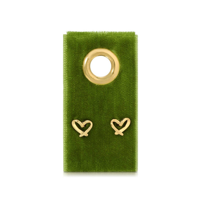 Velvet Gift Tag-Silver Free Form Heart Studs