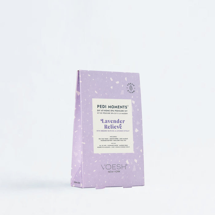 VOESH lavender pedicure kit packaging on a white background