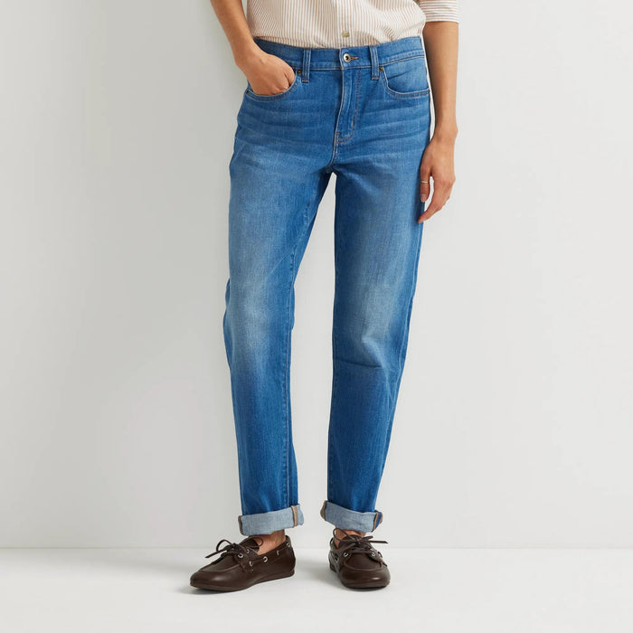 Women's Boyfriend Mid-Rise Slim Fit Jeans-Washed Indigo-Regular-1