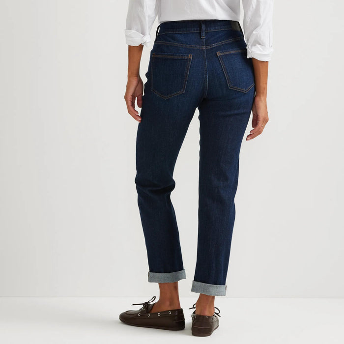 Women's Boyfriend Mid-Rise Slim Fit Jeans-Denim Blue-Regular-2