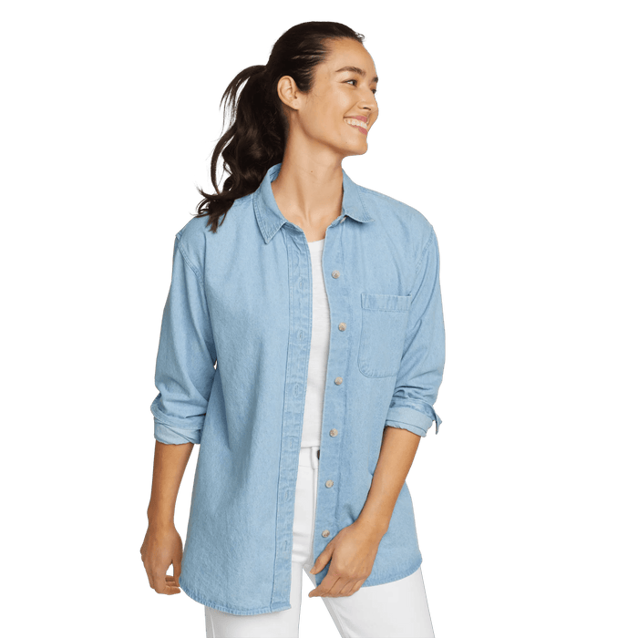 Women's Denim Overshirt-Bleached-Regular-2